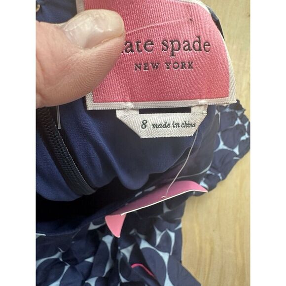 Kate Spade Joydot Silk Blend Twill Blue Polka Dot Mini Dress New! $368 Sz 8 - Picture 4 of 7